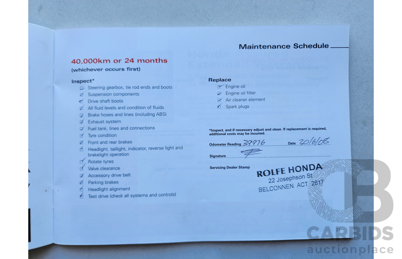 09/2004 Honda Accord VTi 40 4d Sedan Red 2.4L