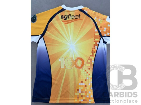 2013 Signed ACT Brumbies Canberra Centenary Commemorative Gold Jersey