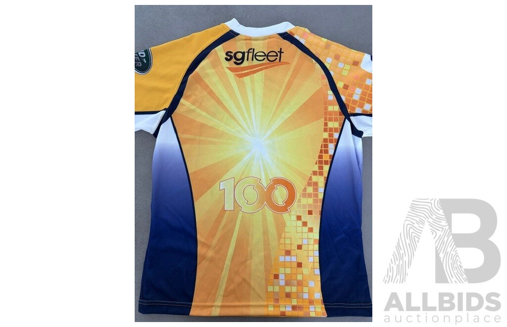 L36 - 2013 Signed ACT Brumbies Canberra Centenary Commemorative Gold Jersey