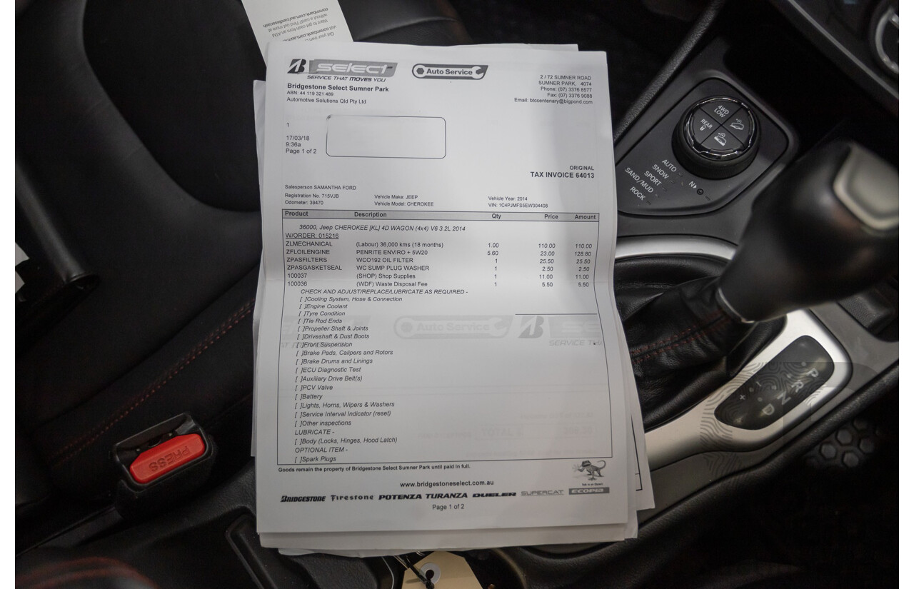 08/2014 Jeep Cherokee Trailhawk (4x4) KL 4D Wagon Billet Silver Metallic 3.2L