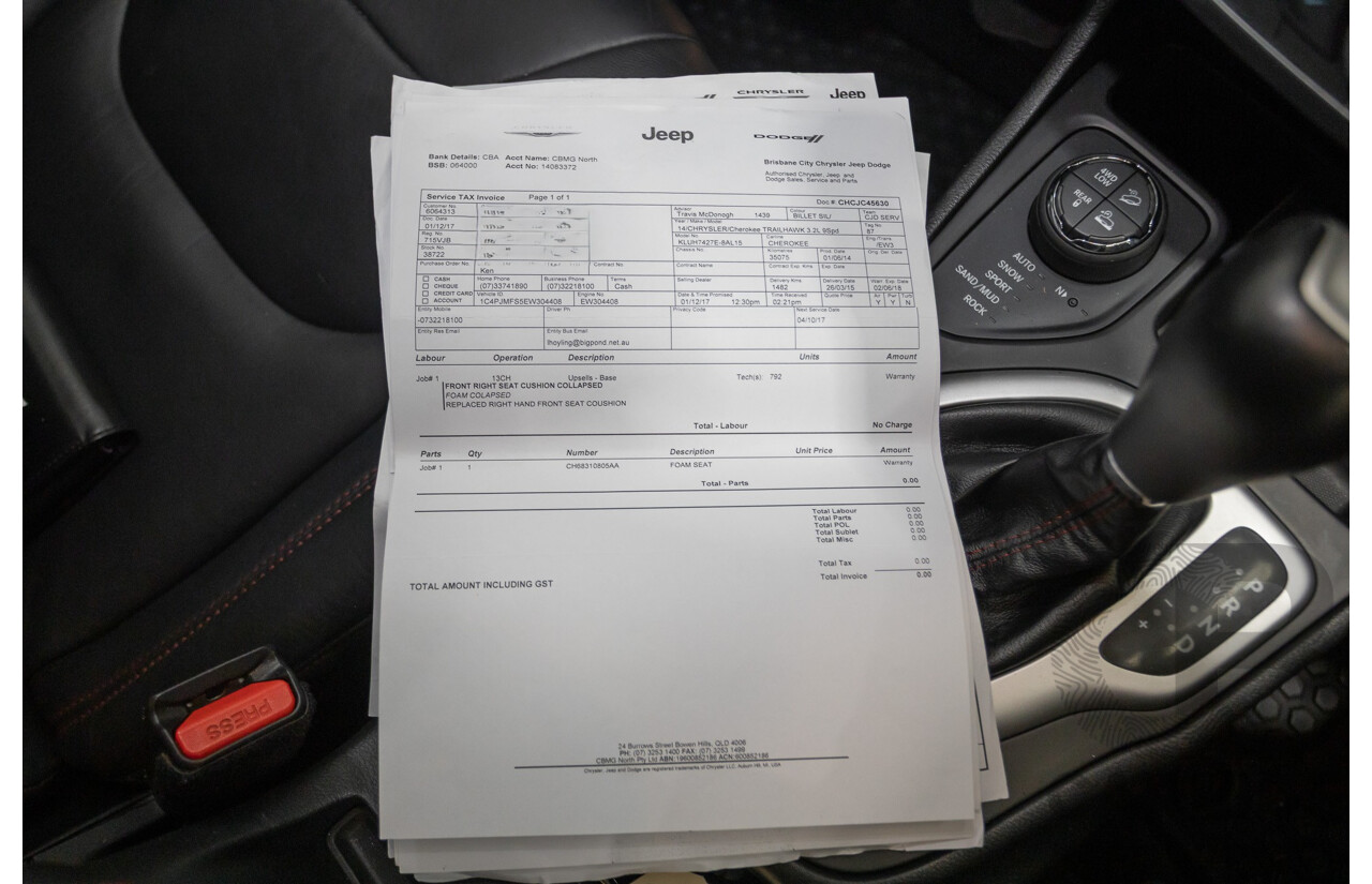 08/2014 Jeep Cherokee Trailhawk (4x4) KL 4D Wagon Billet Silver Metallic 3.2L
