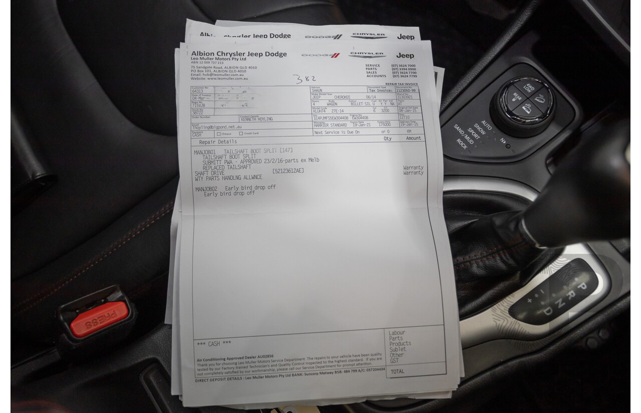 08/2014 Jeep Cherokee Trailhawk (4x4) KL 4D Wagon Billet Silver Metallic 3.2L