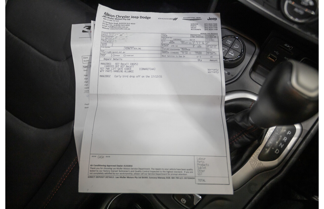 08/2014 Jeep Cherokee Trailhawk (4x4) KL 4D Wagon Billet Silver Metallic 3.2L