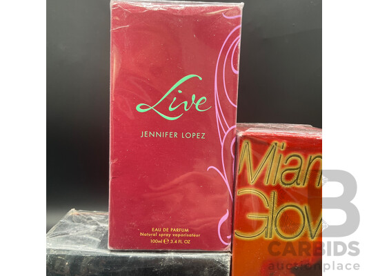 JENNIFER LOPEZ Limitless 100ml Eau De Parfum, Live 100ml Eau De Parfum and Miami Glow 100ml Eau De Toilette - Lot 3