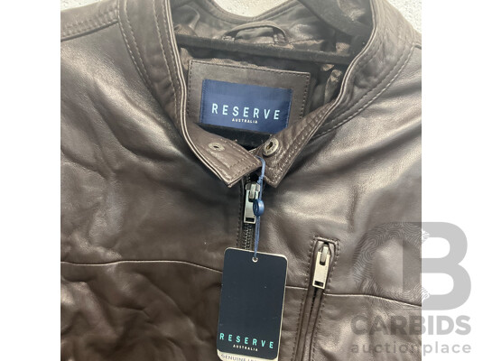 RESERVE Australia Brown Leather Jacket Size M - ORP $349.95