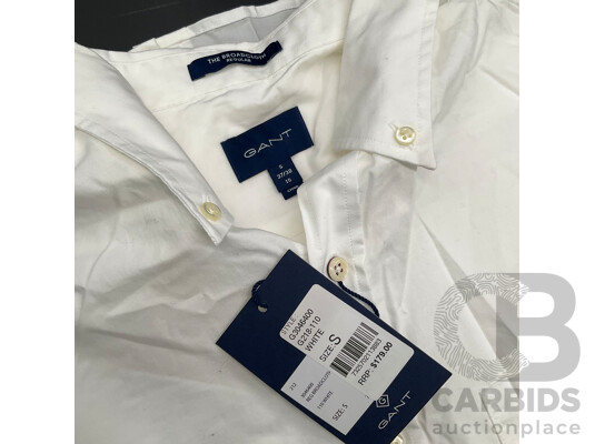 GANT Men's White Shirt Size S and GANT Striped Rugger Polo Shirt Size M - Lot of 2 - ORP $378