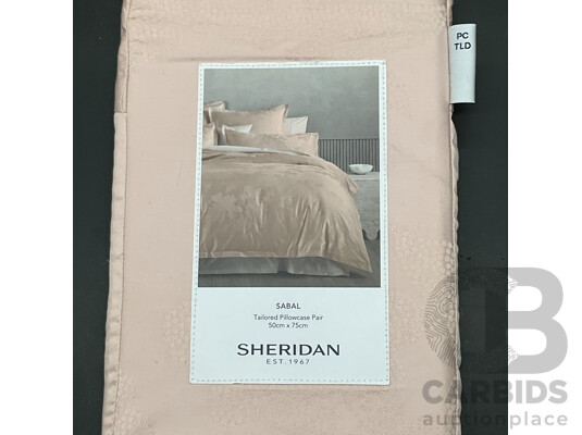 TONTINE Cotton Linen Sheet Set (King) and SHERIDAN Sabal Tailored Pillowcase Pair - Lot of 2