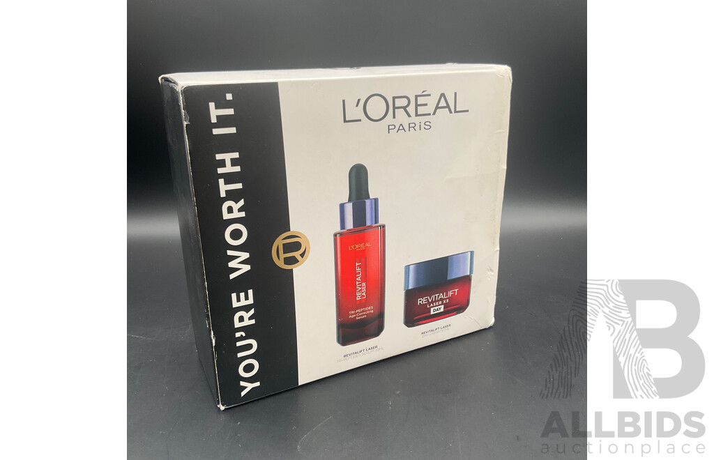 L'OREAL Paris Revitalift Laser Duo Set, BIOGLAN Hair Radiance + Collagen Shots and ANUA Peach 77 Niacin Enriched Cream - Lot of 3
