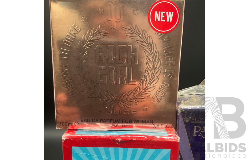 BRITNEY SPEARS Circus Fantasy 100ml Eau De Parfum, POLICE Rich Girl 100ml Eau De Parfum and ELIZABETH TAYLOR'S Passion 74ml Eau De Toilette Spray - Lot 3