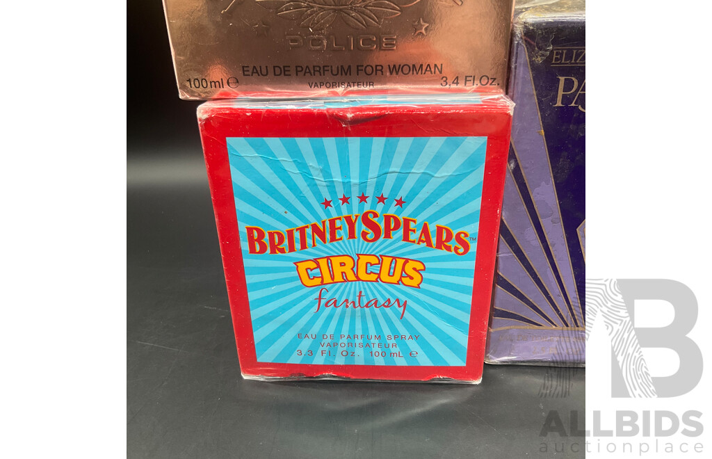 BRITNEY SPEARS Circus Fantasy 100ml Eau De Parfum, POLICE Rich Girl 100ml Eau De Parfum and ELIZABETH TAYLOR'S Passion 74ml Eau De Toilette Spray - Lot 3
