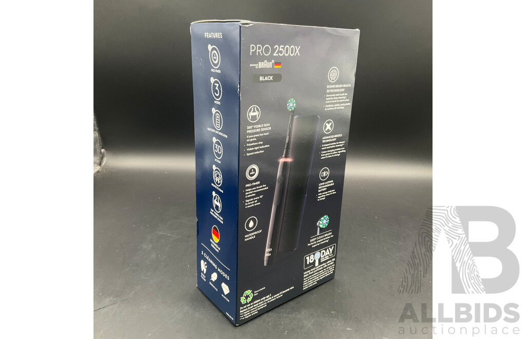 BRAUN ORAL-B Pro 2500x Electric Toothbrush (Black) - ORP $189