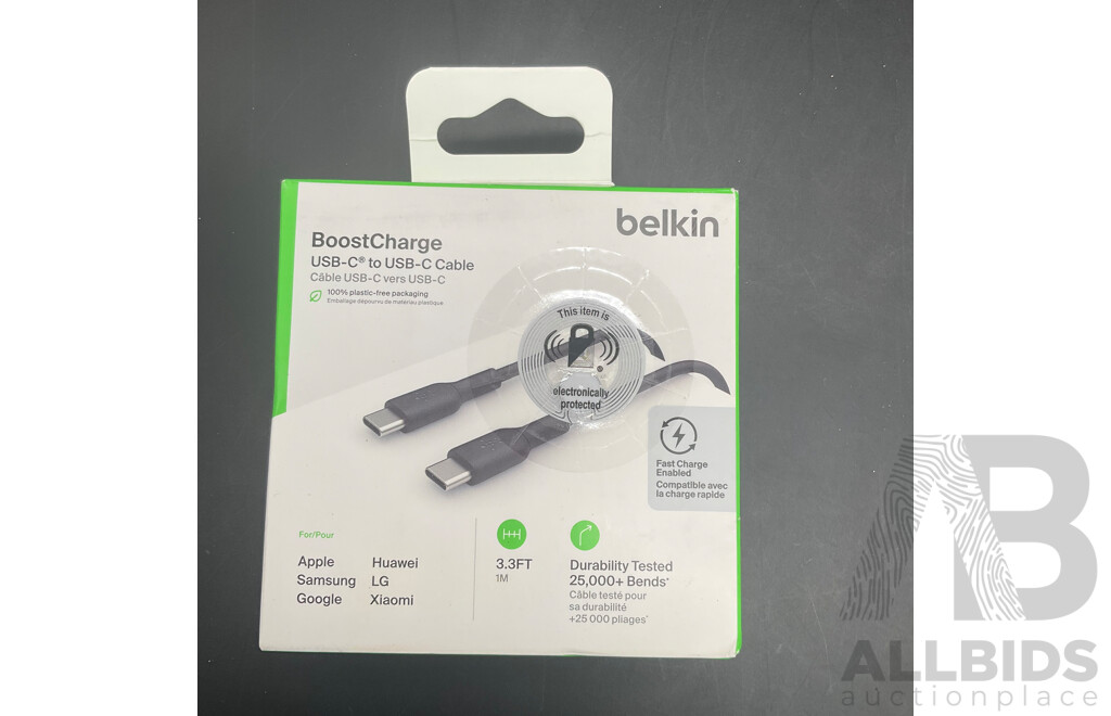 Assorted BELKIN and NRG USB-C to USB-C Cables - Lot of 5