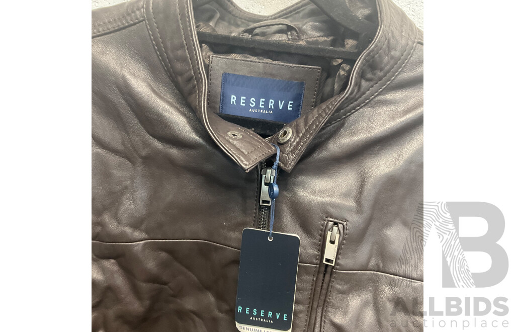 RESERVE Australia Brown Leather Jacket Size M - ORP $349.95