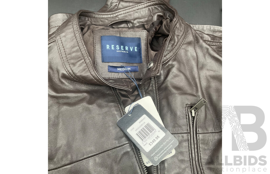 RESERVE Australia Brown Leather Jacket Size M - ORP $349.95