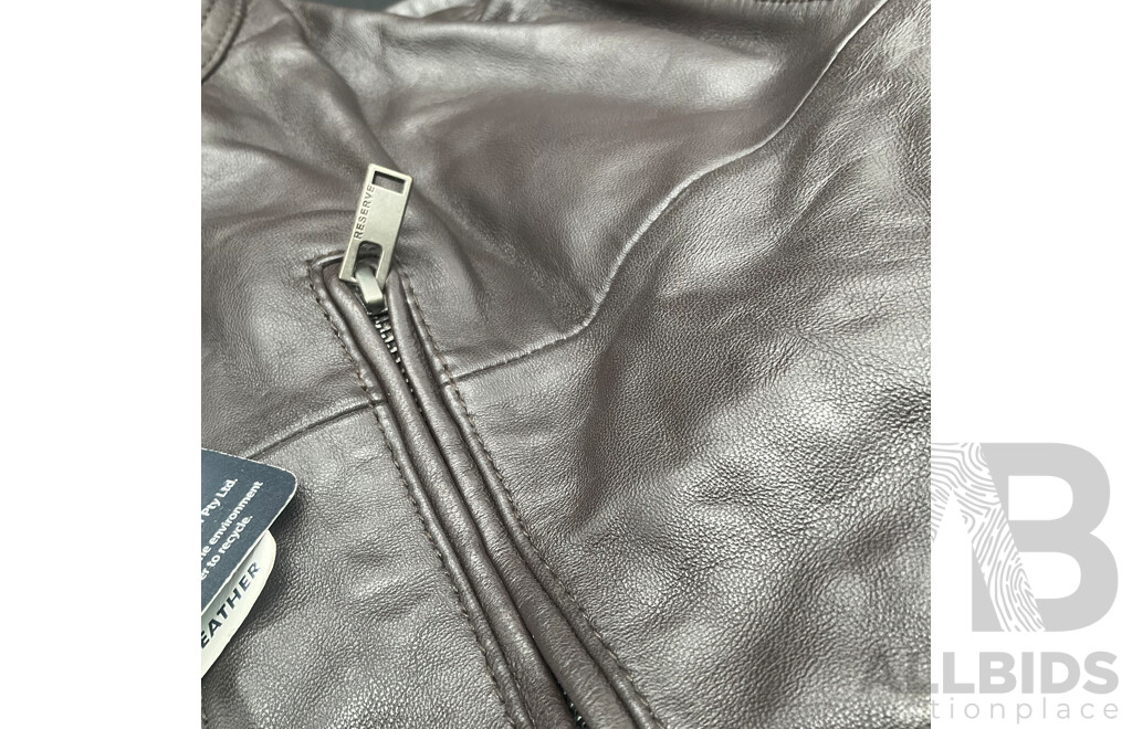 RESERVE Australia Brown Leather Jacket Size M - ORP $349.95