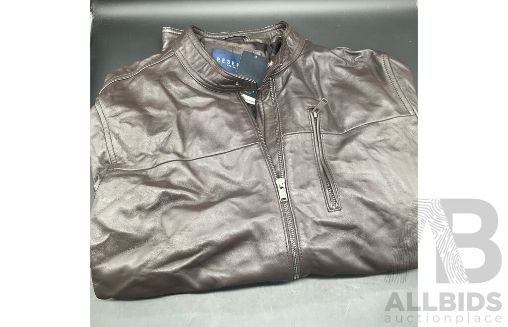 RESERVE Australia Brown Leather Jacket Size M - ORP $349.95