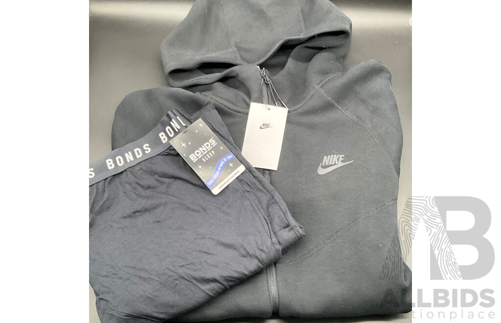 NIKE Tech Fleece Zip Hoodie Size S and BONDS Sleep Cotton Pants Size S - Lot of 2