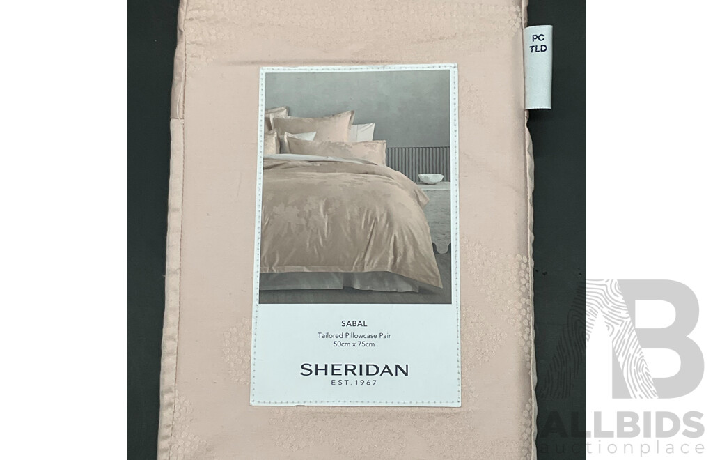 TONTINE Cotton Linen Sheet Set (King) and SHERIDAN Sabal Tailored Pillowcase Pair - Lot of 2