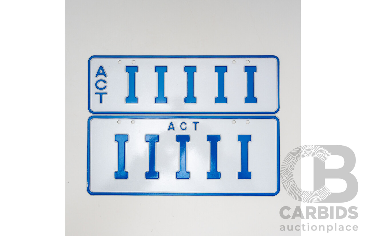 ACT 5 Character Motor Vehicle Number Plate - IIIII