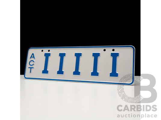 ACT 5 Character Motor Vehicle Number Plate - IIIII