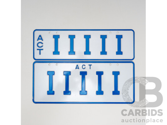 ACT 5 Character Motor Vehicle Number Plate - IIIII