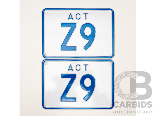 ACT 2 Character Motor Vehicle Number Plate - Z9