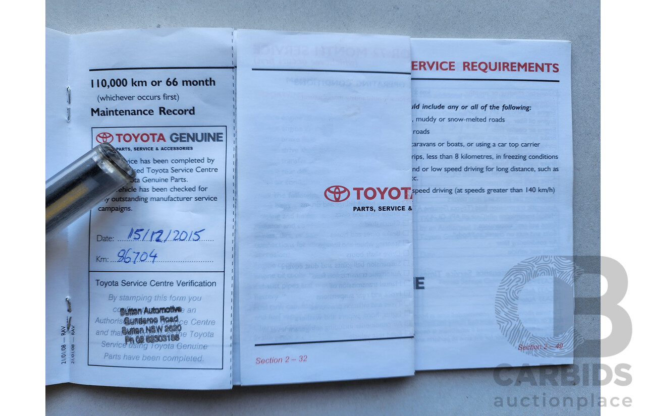07/2008 Toyota Rav4 Cruiser (4x4) ACA33R 4d Wagon Silver 2.4L