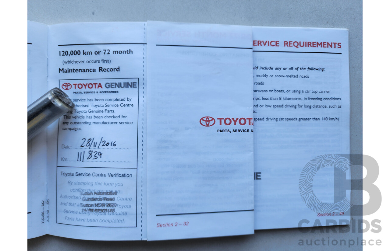 07/2008 Toyota Rav4 Cruiser (4x4) ACA33R 4d Wagon Silver 2.4L