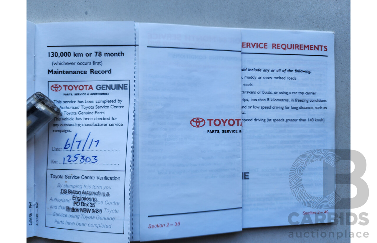 07/2008 Toyota Rav4 Cruiser (4x4) ACA33R 4d Wagon Silver 2.4L