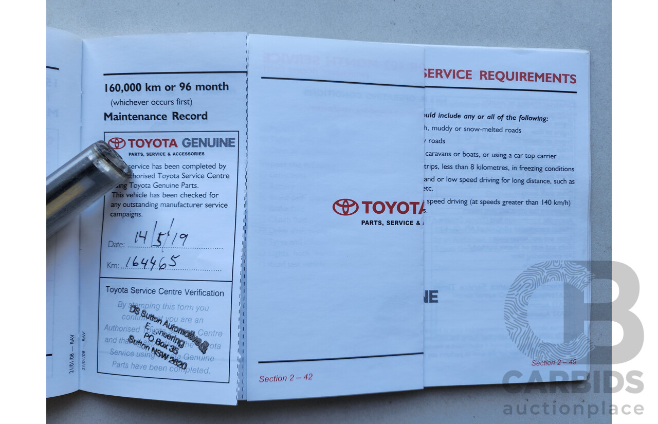 07/2008 Toyota Rav4 Cruiser (4x4) ACA33R 4d Wagon Silver 2.4L
