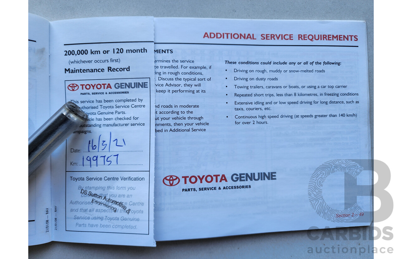 07/2008 Toyota Rav4 Cruiser (4x4) ACA33R 4d Wagon Silver 2.4L