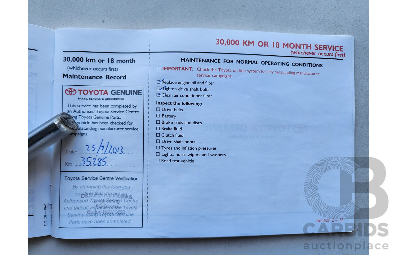 07/2008 Toyota Rav4 Cruiser (4x4) ACA33R 4d Wagon Silver 2.4L