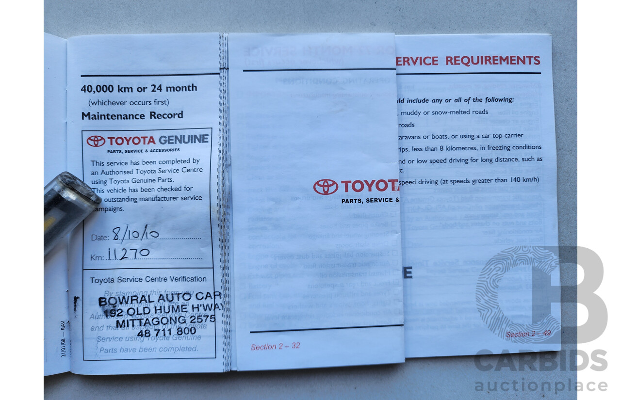 07/2008 Toyota Rav4 Cruiser (4x4) ACA33R 4d Wagon Silver 2.4L