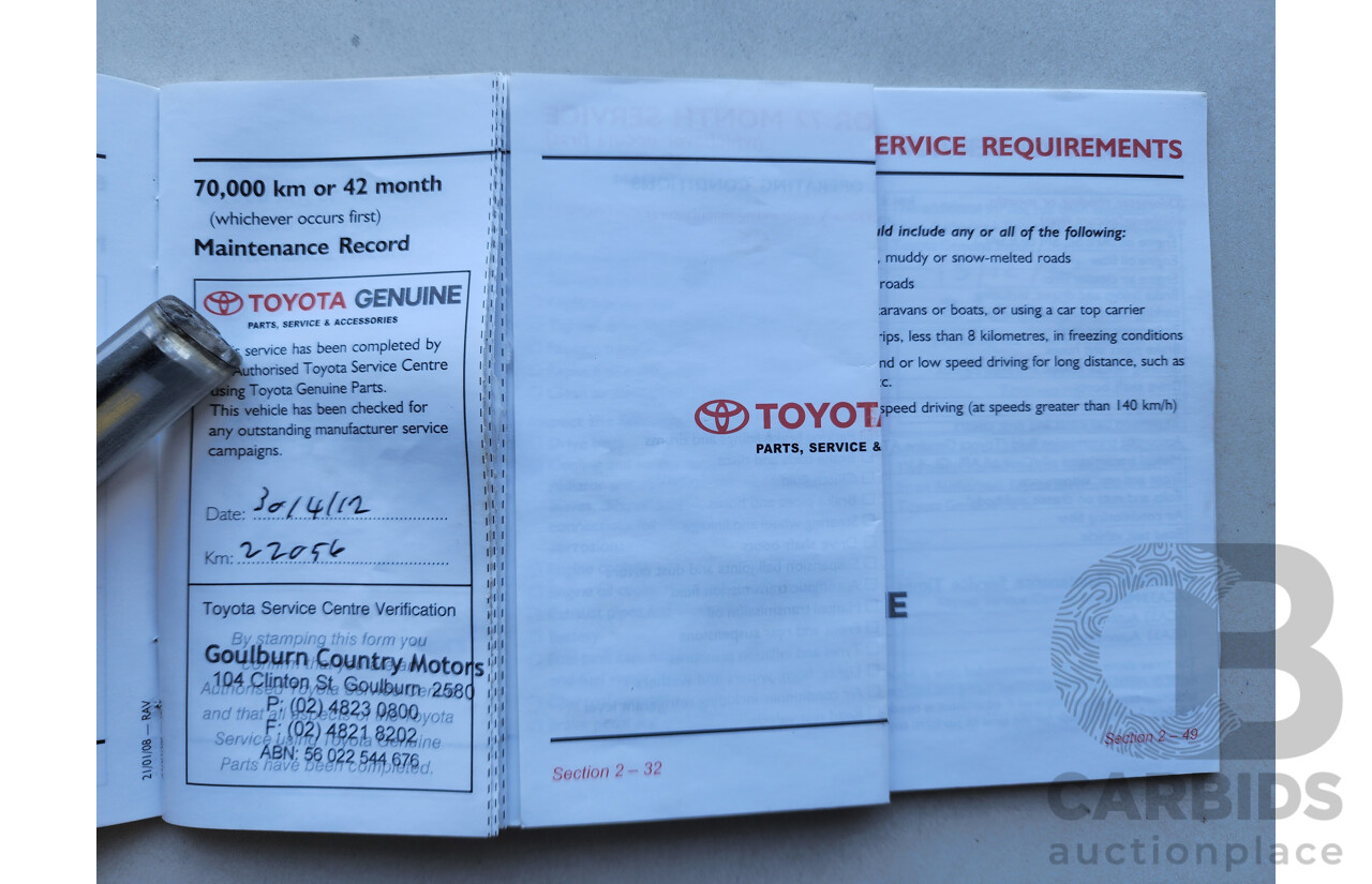 07/2008 Toyota Rav4 Cruiser (4x4) ACA33R 4d Wagon Silver 2.4L