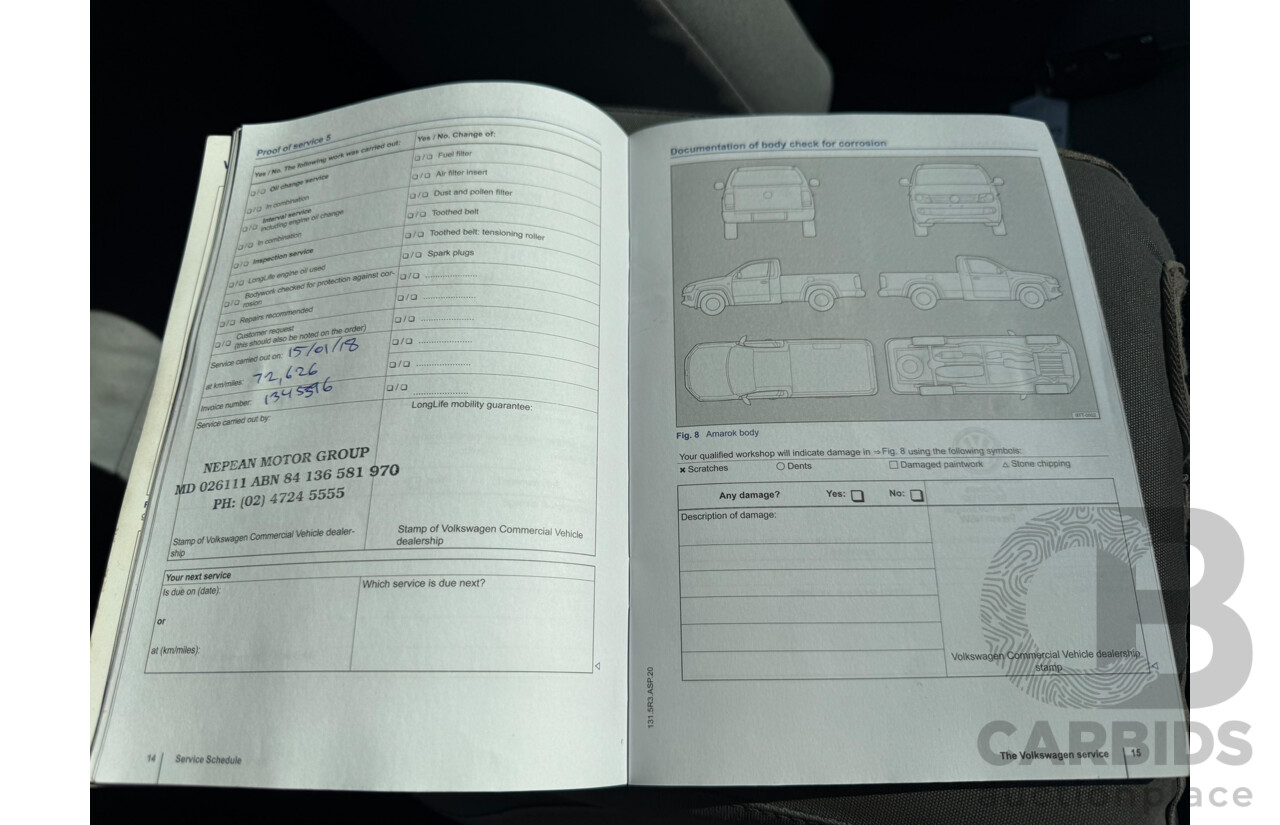 07/2014 Volkswagen Amarok TDI400 HIGHLINE (4x4) 4x4 2H MY13 Dual Cab Utility White Turbo Diesel 2.0L