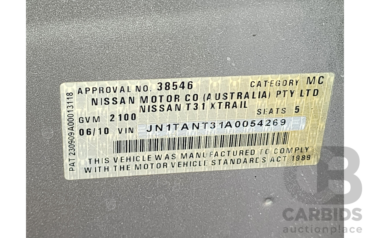 06/2010 Nissan X-Trail ST (4x4) T31 MY10 4d Wagon Gold 2.5L