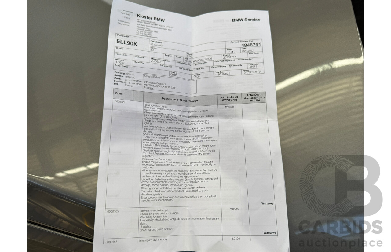 04/2019 BMW X5 xDrive 50i (AWD) F15 MY18 4d Wagon Grey Twin turbo 4.4L