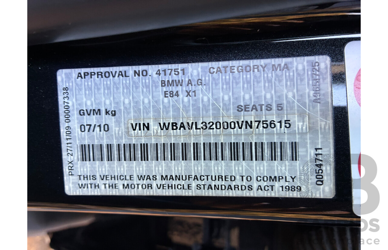 07/2010 BMW X1 sDrive 18i E84 4d Wagon Black 2.0L