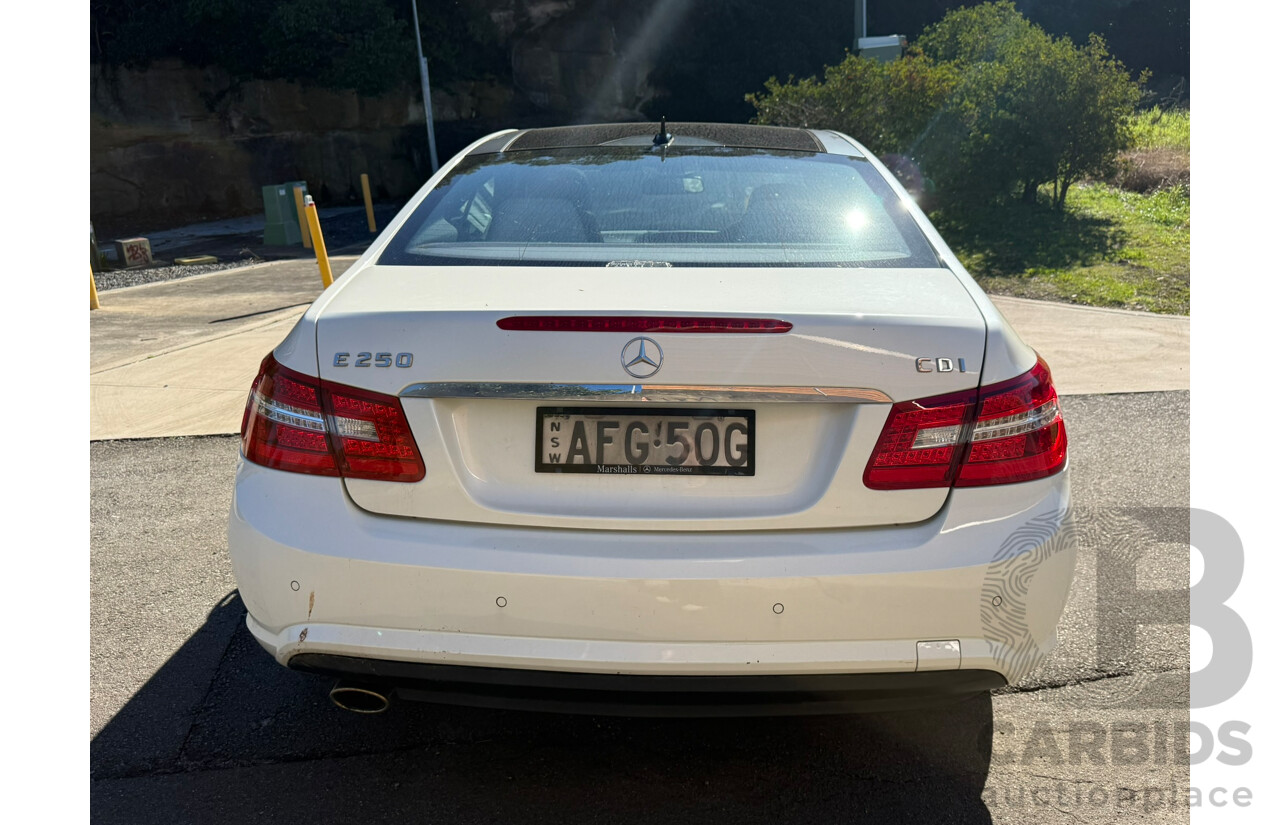 05/2010 Mercedes-Benz E250 CDI ELEGANCE RWD 207 2D Coupe White Turbo Diesel 2.1L