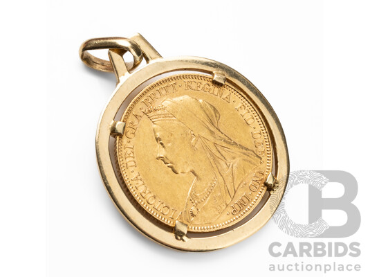 22ct Gold Queen Victoria Sovereign, 1898 & 18ct Gold Pendant - 11.89g