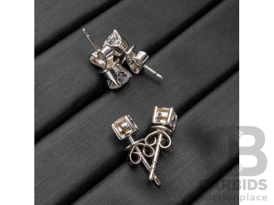 18ct White Gold & Diamond Studs - Lot of 2