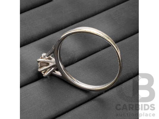 14ct White Gold & Diamond Solitaire Engagement RIng - Size R.5