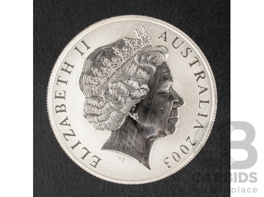 Australian RAM 2003 Silver Frosted One Dollar Coin, Silver Kangaroo .999
