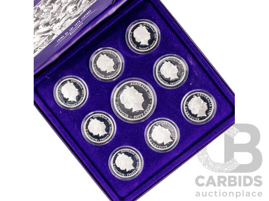 Australian RAM 1998 Nine Silver Coin Set, Coins of the 20th Century - Master Pieces in Silver .999