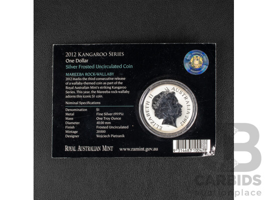 Australian RAM 2012 Silver One Dollar Coin, Silver Kangaroo .999