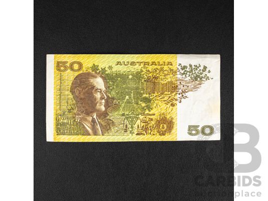 Australian 1975 Fifty Dollar Note, R506b Knight/Wheeler YCC 896038