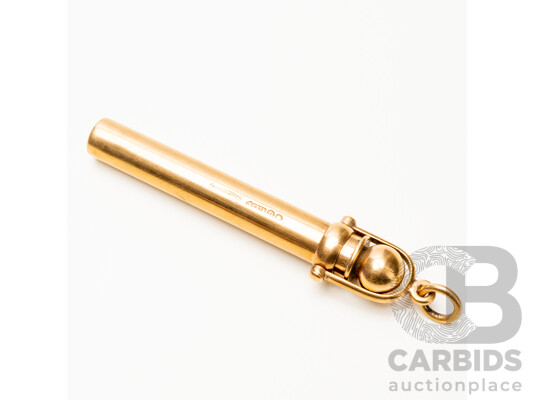 Vintage 9ct Yellow Gold Refillable Pen Pendant - 17.39gms