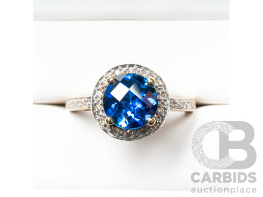 10ct Yellow Gold Sapphire & Diamond Engagement Ring - Size O.5