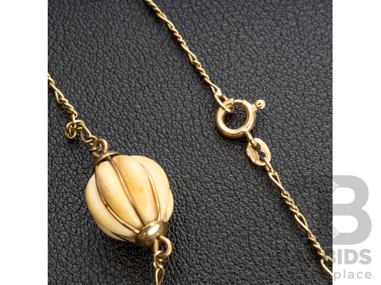 Vintage 8ct Gold Ivory Necklace & Bangle