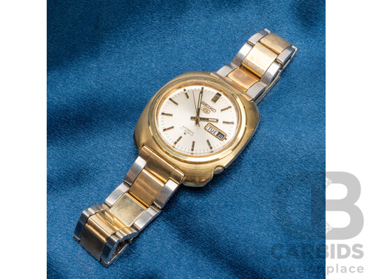 Vintage Gold Filled Seiko 5 Automatic Watch, Circa 1970's